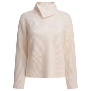 KANGRA Women's Ribbed Knit Sweater with Asymmetrical Collar Women Beige Sweaters